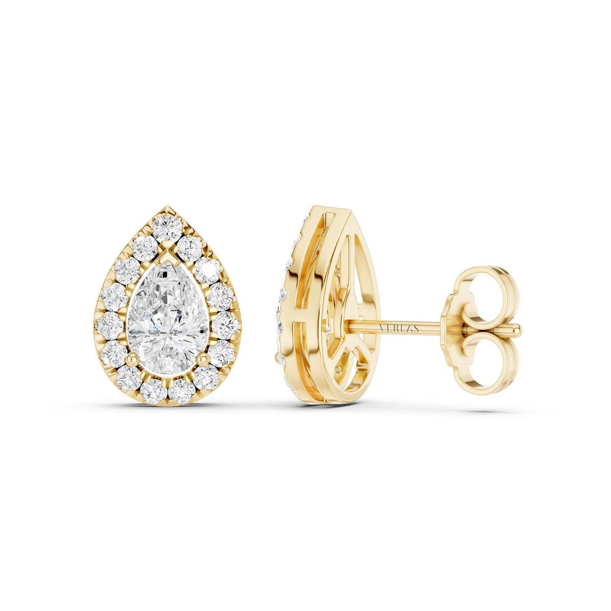 Pear-Cut Halo Studs