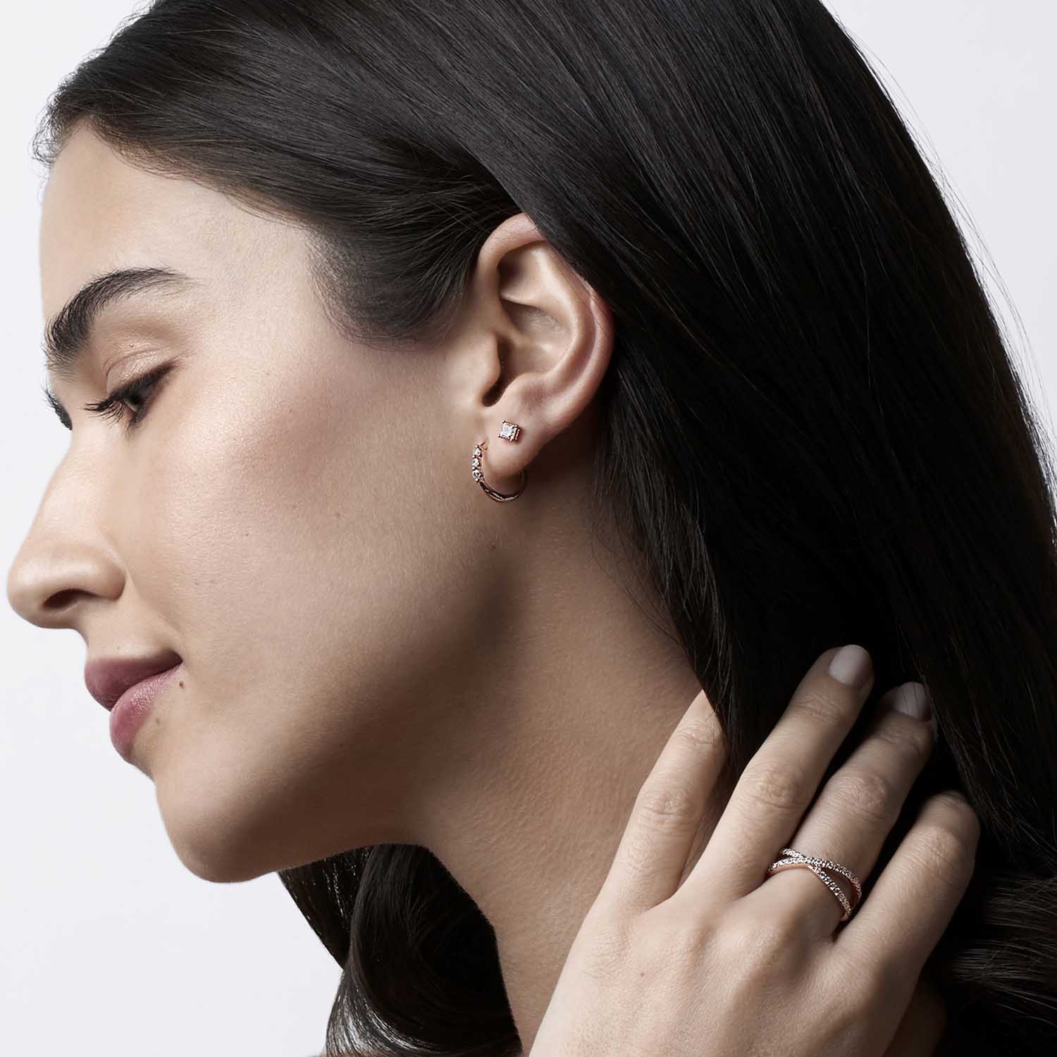Everyday Tri-stone Hoops