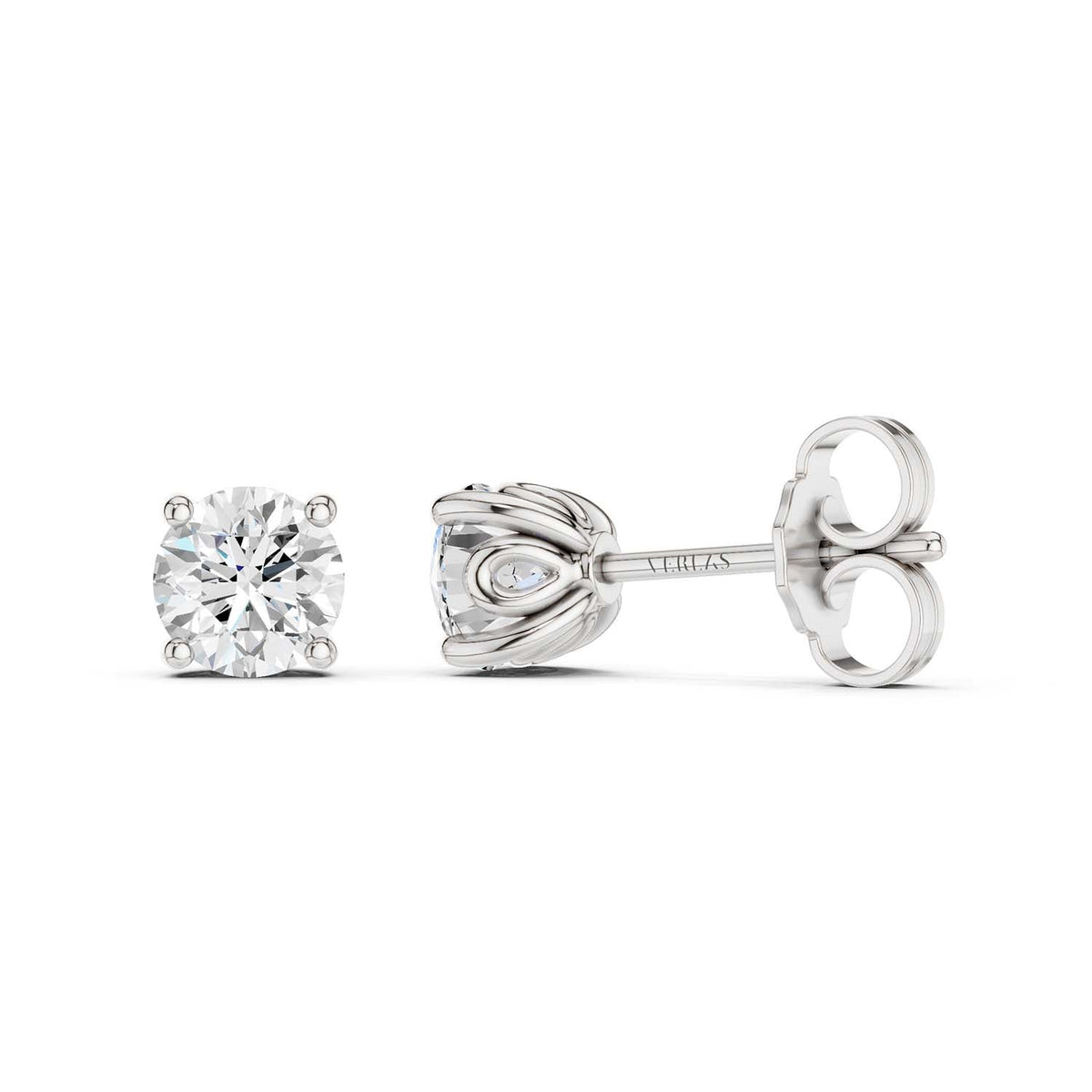Floral Blossom Studs Round Solitaire Studs