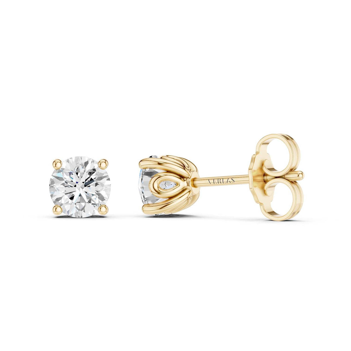 Floral Blossom Round Solitaire Studs