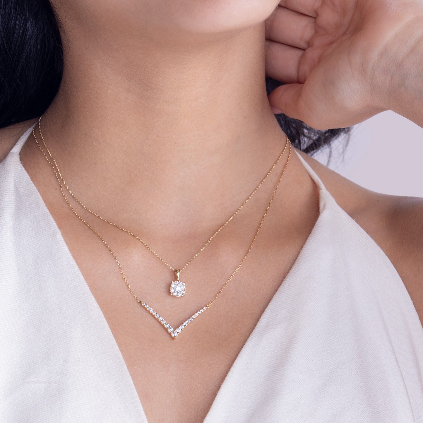 Graduated Chevron Pavé Necklace