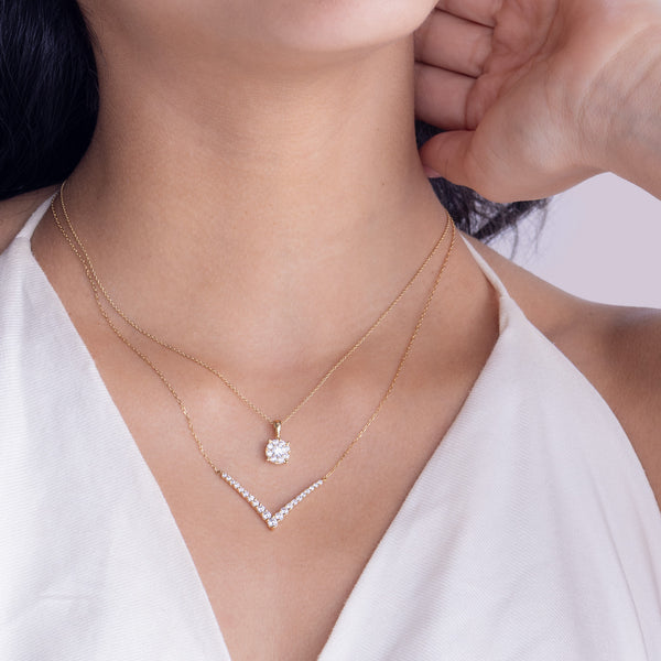 Graduated Chevron Pavé Necklace