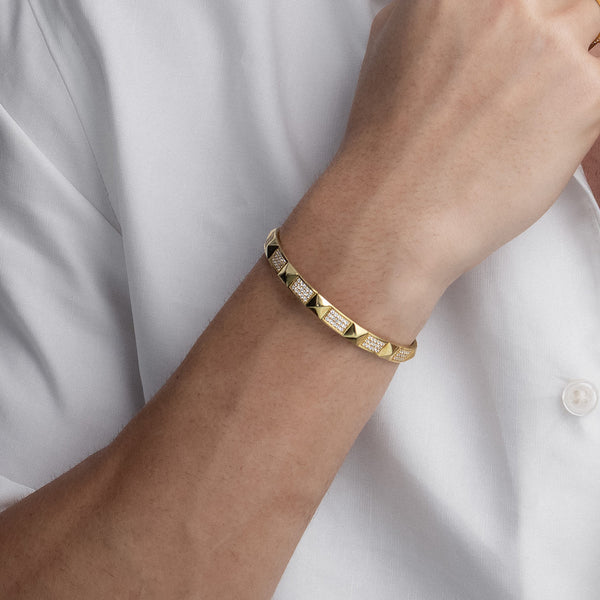 Zenyth Pyramid 3-Rows Cuff Bracelet
