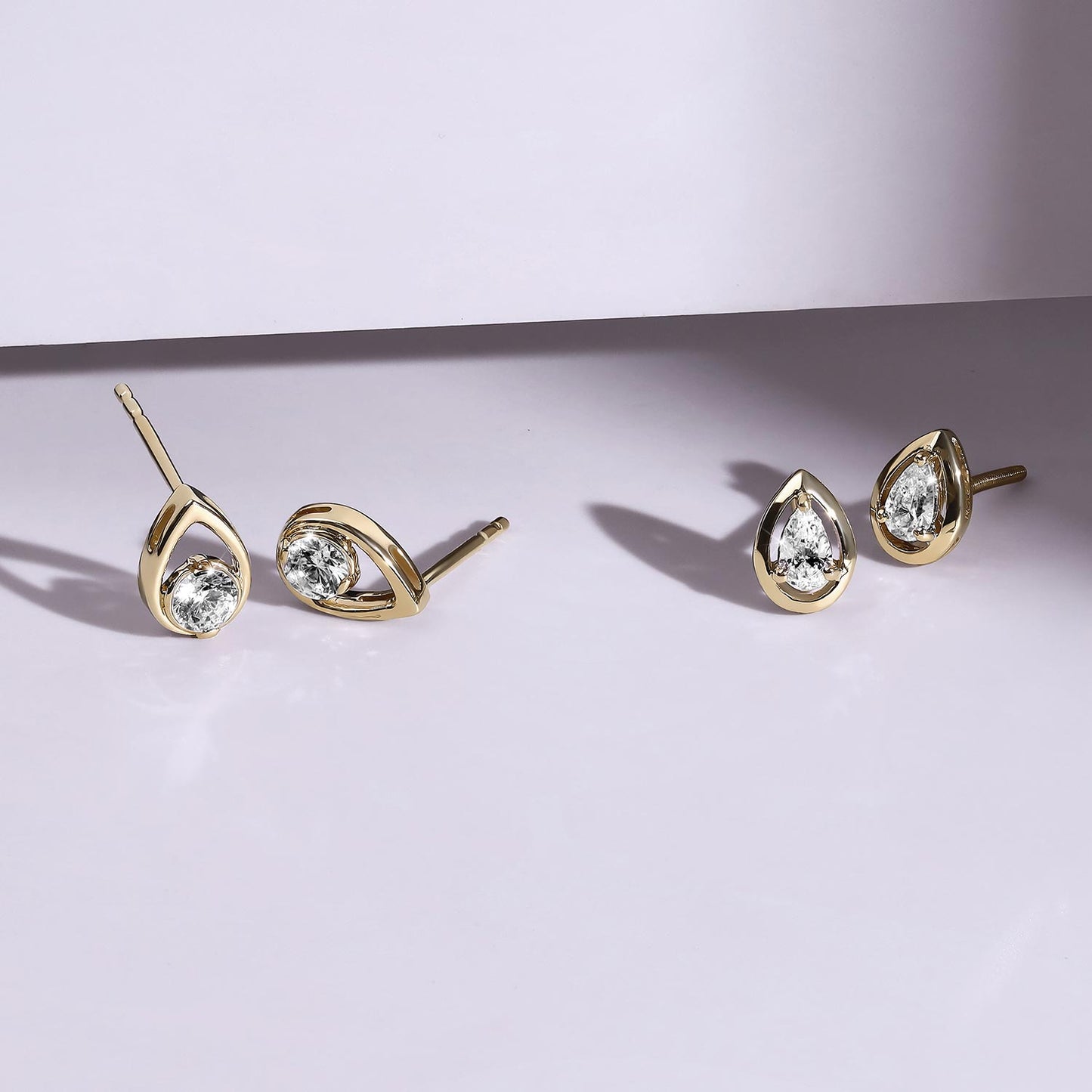 Teardrop Solitaire Diamond Stud Earrings