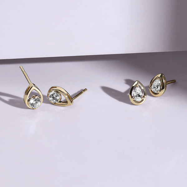 Teardrop Solitaire Diamond Stud Earrings